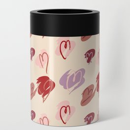 Hearts and Brushstrokes Pattern Can Cooler