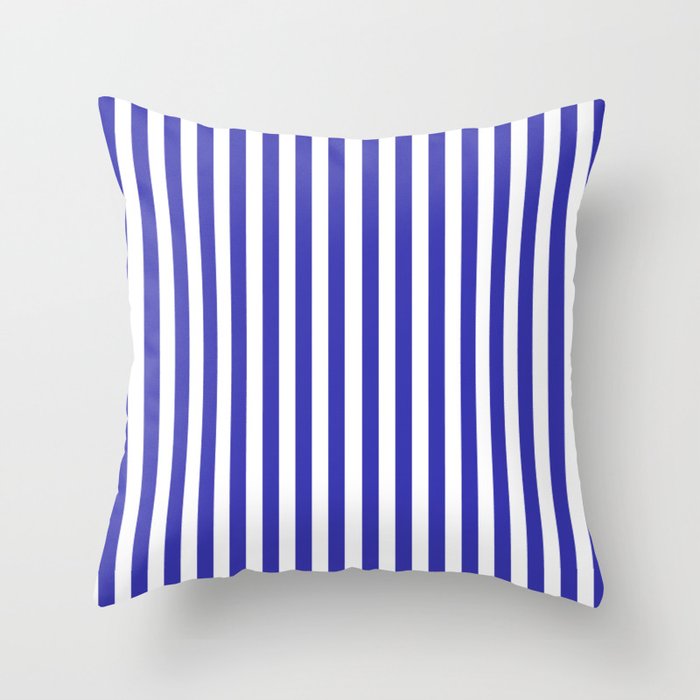 Stripes Blue and White Vertical Deck Chair Stripe Throw Pillow