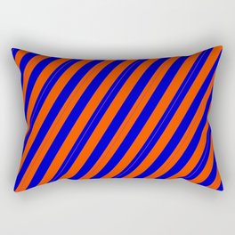 [ Thumbnail: Blue & Red Colored Lines/Stripes Pattern Rectangular Pillow ]