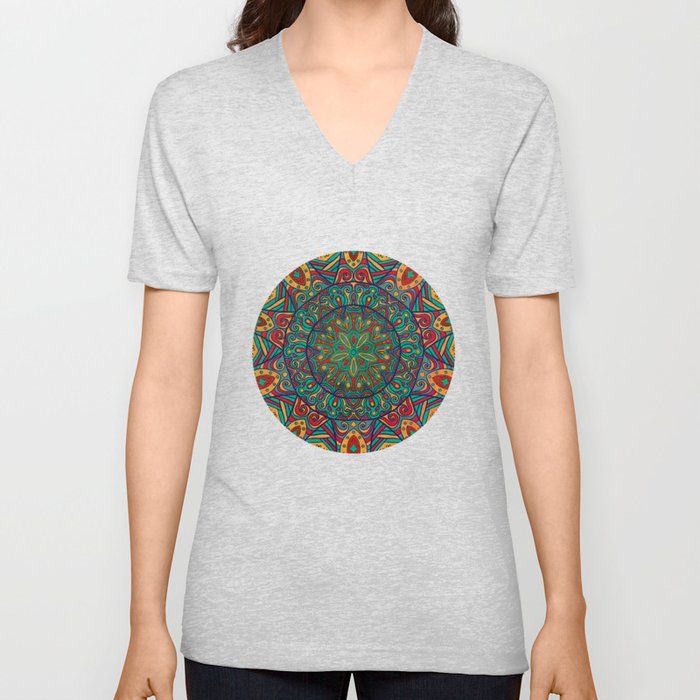 Tribal Mandala V Neck T Shirt