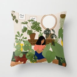 Crazy Plant Girl Throw Pillow