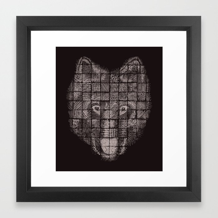A Patchwork Wolf Framed Art Print