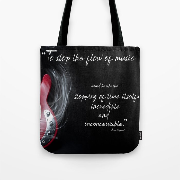 The Flow of Music Minimal Guitar Portrait with Light Painting and Quote Tote Bag