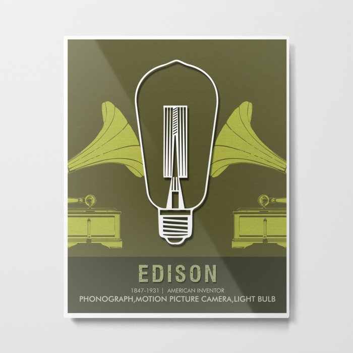 Science Posters - Thomas Alva Edison - Inventor Metal Print