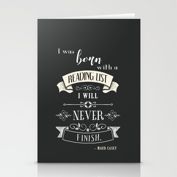 Born With a Reading List - Charcoal Stationery Cards