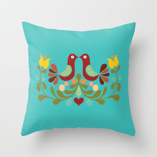 Vector folk art design Throw Pillow by Pizza Party Society6