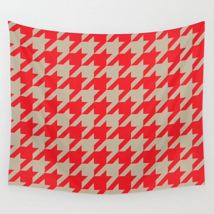 Houndstooth (Brown and Red) Wall Tapestry