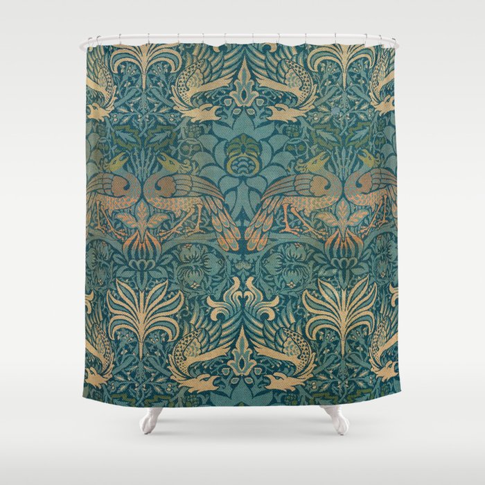 William Morris Peacock And Dragon Shower Curtain