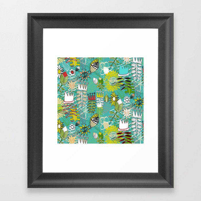wired weed turquoise blue Framed Art Print