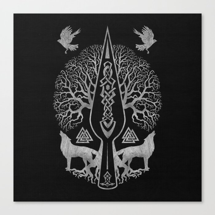 Gungnir - Spear of Odin and Tree of life  -Yggdrasil Canvas Print