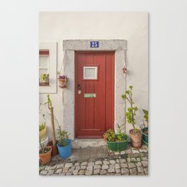 The red door nr. 25 - Alfama Lisbon Portugal - street and travel photography Canvas Print
