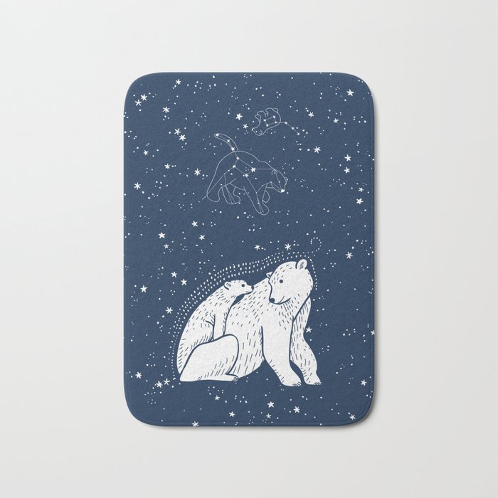 Polar Bear and Constellation Arctic Night Sky Stars Bath Mat