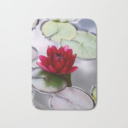 Dark Red Water Lily Bath Mat | Wallart, Lily, Digital, Redwaterlily, Art, Waterlily, Water, Color, Photo, Homedecor 