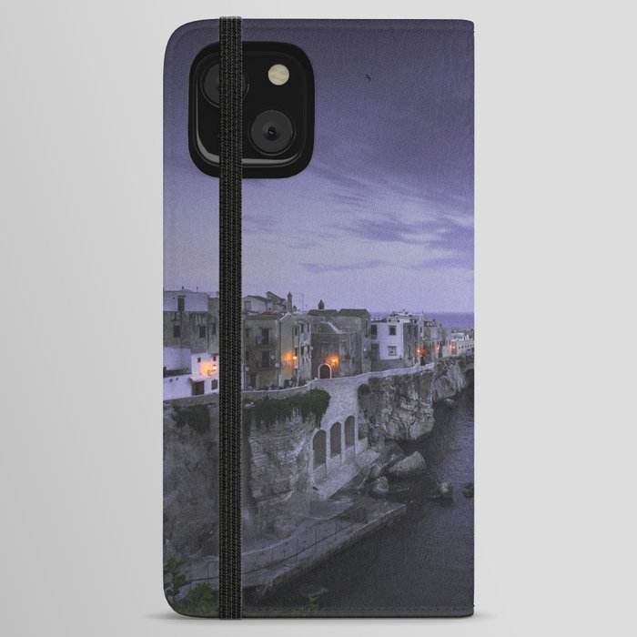 Blue hour over Vieste town. Apulia, Italy iPhone Wallet Case