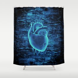 Gamer Heart BLUE TECH / 3D render of mechanical heart Shower Curtain