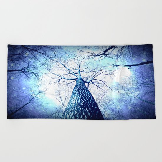 Winter's Coming : Wintry Trees Galaxy Skies Beach Towel