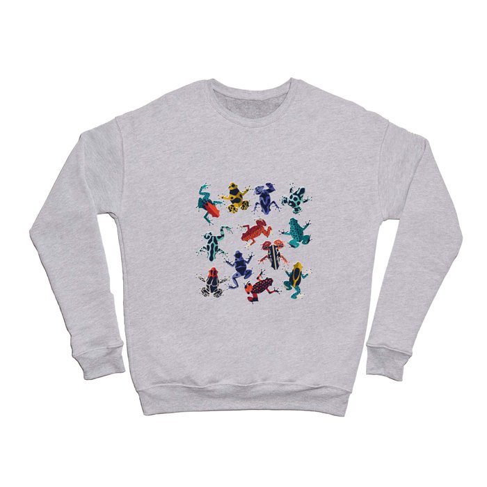 Quirky dart frogs dance // ivory textured background brightly multicoloured poison amphibians Crewneck Sweatshirt