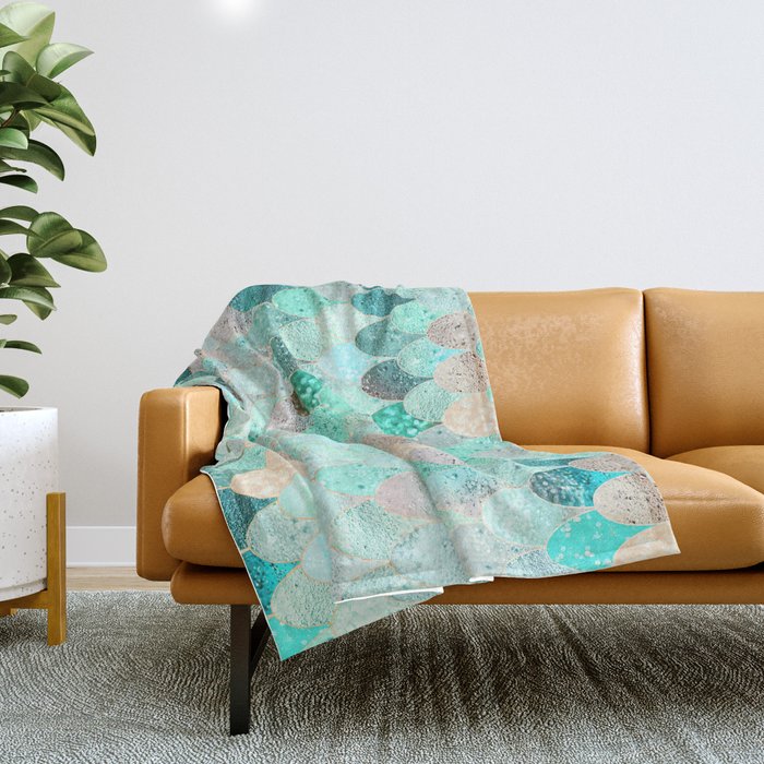 SUMMER MERMAID Throw Blanket by Monika Strigel Society6