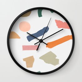 Mix of color shapes happy artwork Wall Clock