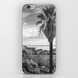 Palmtree in Alfama lIsbon Portugal - view in Black and white - travel photography iPhone Skin