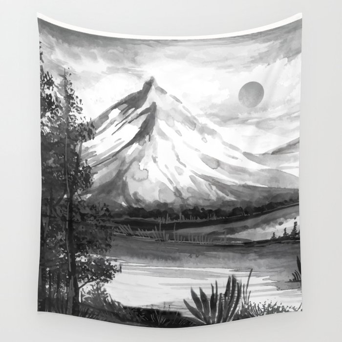 Black and white landscape 2 Wall Tapestry