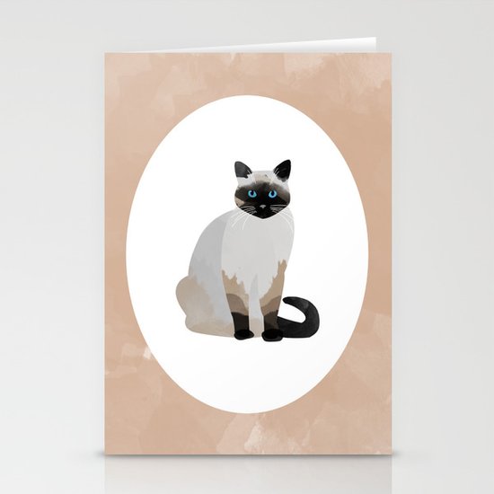 Siamese Cat Digital Watercolor Stationery Cards