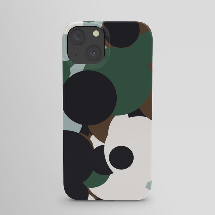 Black, dark olive green, dark slate gray, silver, snow dots iPhone Case