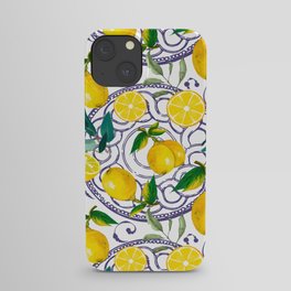 Summer, citrus ,Sicilian style ,lemon fruit pattern  iPhone Case