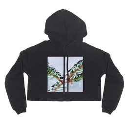 Spruce twig with snowflakes on blue Hoody