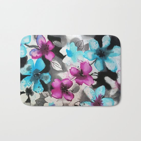 Watercolor flowers Bath Mat