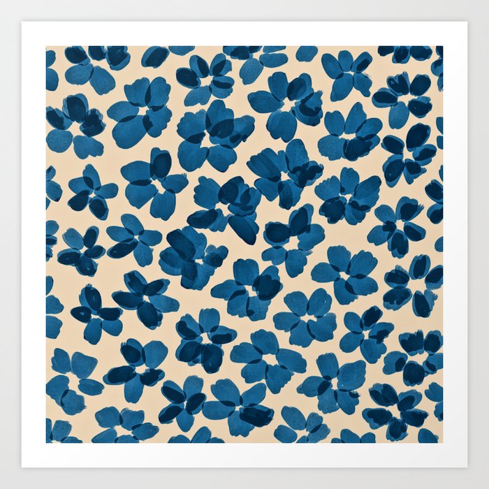 Deep Blue Flowers Art Print