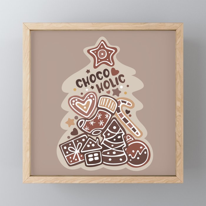 Chocoholic | Christmas Tree with Chocolate Decorations Framed Mini Art Print