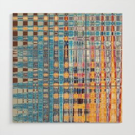 Blue And Yellow Distorted Criss Cross  Wood Wall Art