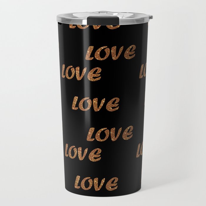 Glitter Gold And Black Trendy Modern Love Collection Travel Mug