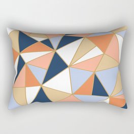 Festive, Geometric Art, Orange, Navy, Blue, Gold, Abstract Art Rectangular Pillow