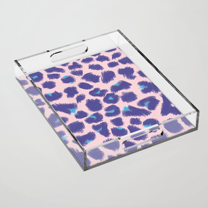 Leopard Spots, Cheetah Print, Lavender, Very Peri, Blush, Brush Strokes Acrylic Tray