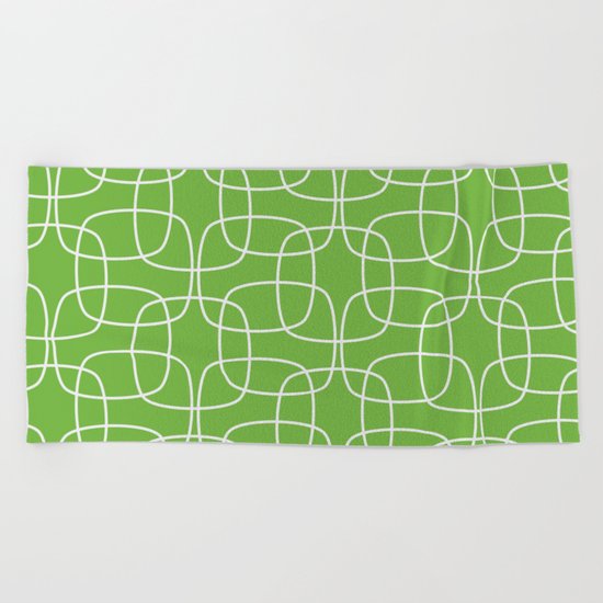 Square Pattern Greenery Beach Towel