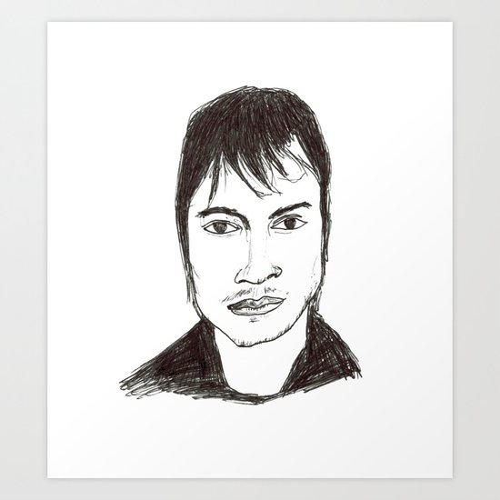 Biro drawing of the actor Gael Garcia Bernal Art Print