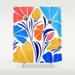 Modern Garden Party Floral Illustration Shower Curtain