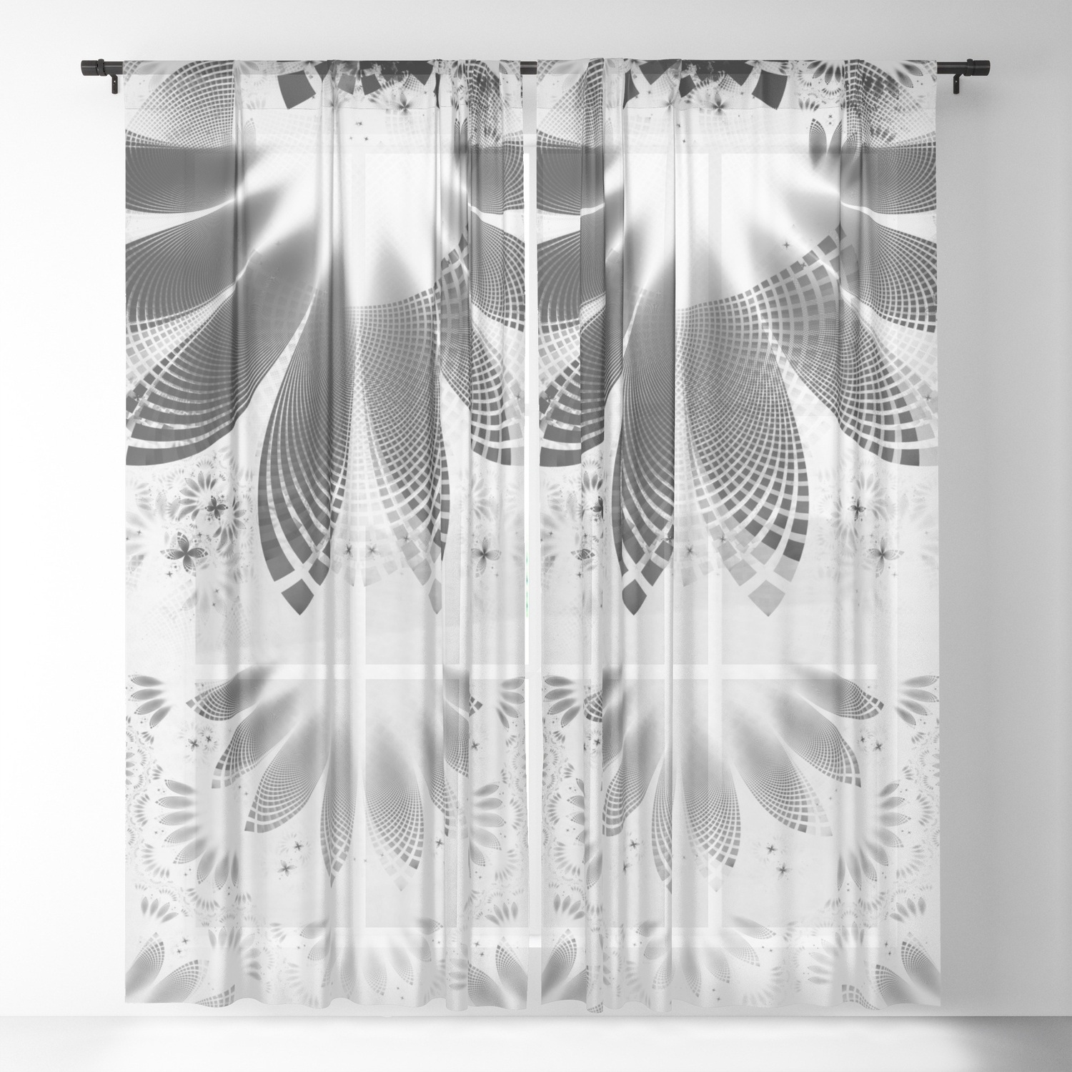 Silver Shikoba Beautiful Black On White Fractal Paisley Forming