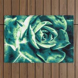 closeup green succulent plant texture abstract background Outdoor Rug