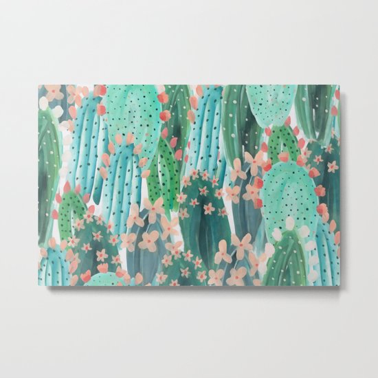Colorful watercolor cacti Metal Print