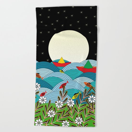 beautiful night Beach Towel