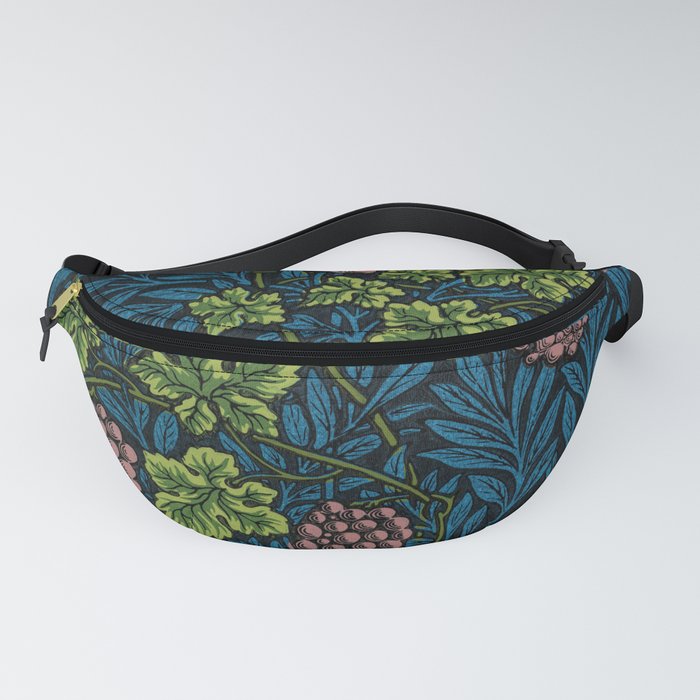 William Morris Midnight blue grapes and grape vines vineyard textile pattern 19th century floral print Fanny Pack