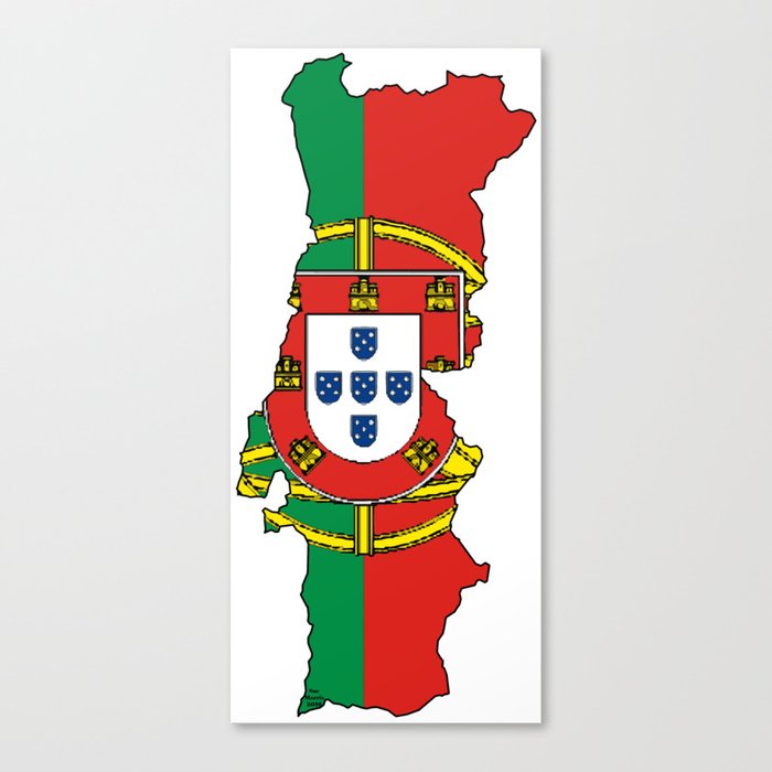 Portugal Map with Portuguese Flag Canvas Print by ...