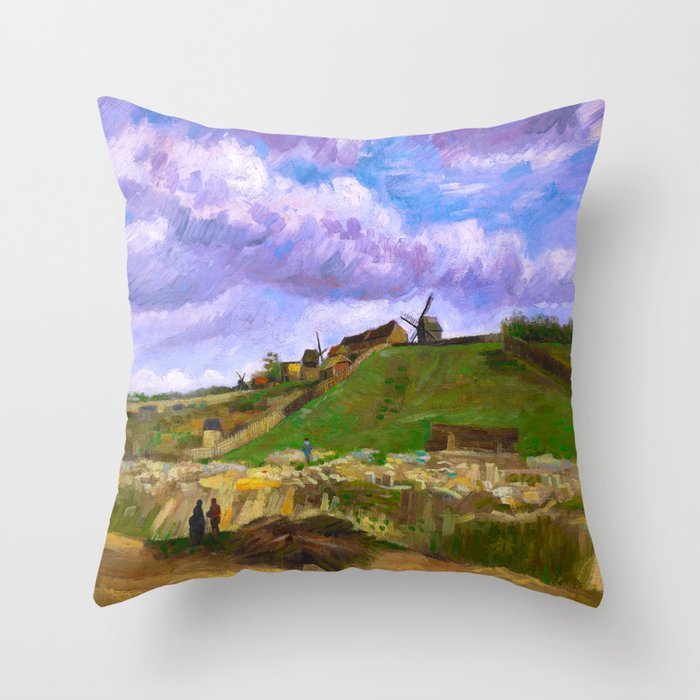 Vincent van Gogh (Dutch, 1853-1890) - The Hill of Montmartre with Stone Quarry (Montmartre series) - 1886 - Post-Impressionism - Landscape - Oil on canvas - Digitally Enhanced Version - Throw Pillow