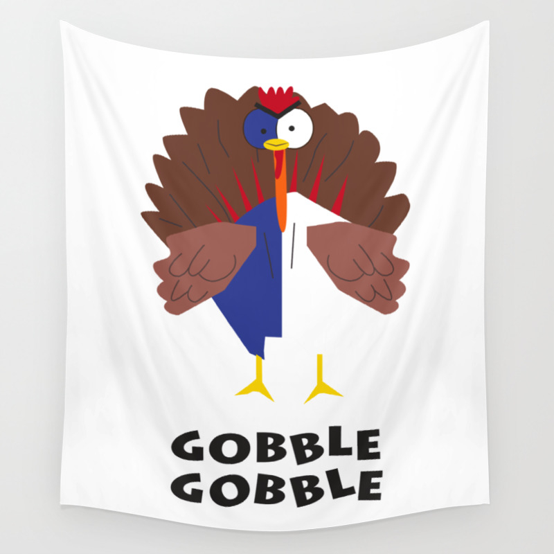 Braveheart Thanksgiving Turkey In Cartoon Style Without Background Wall Tapestry By Fanatoonic Society6