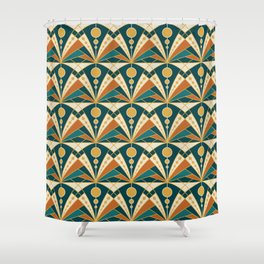 Art Deco (Green, rusty and gold) Shower Curtain