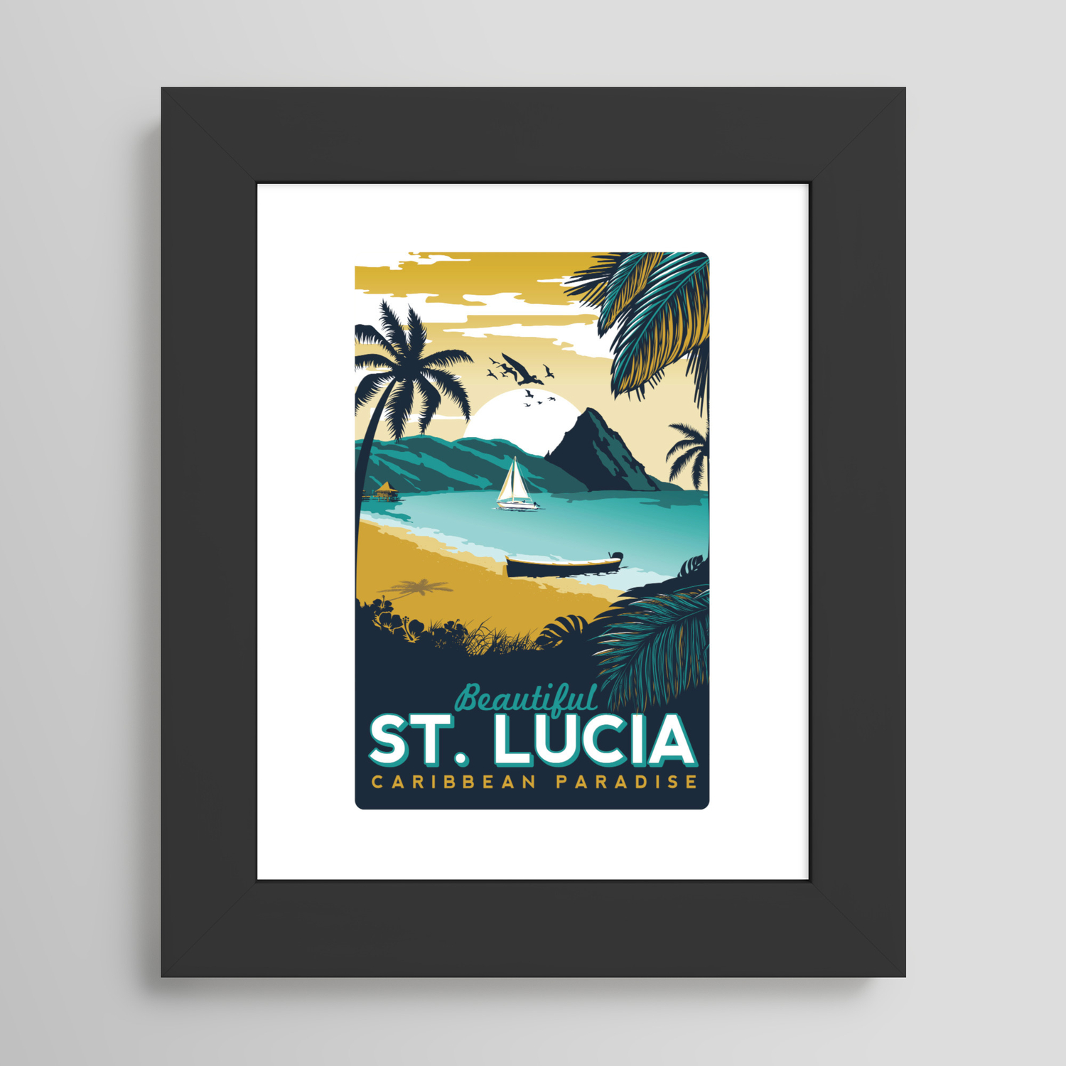 Art print POSTER Sailing in St Lucia 