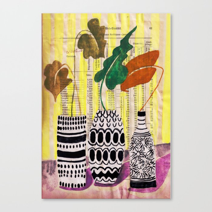 Painting no.8, 3 vases mid century style Canvas Print